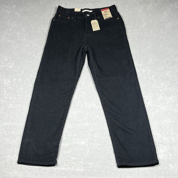 Levis Wedgie Straight Corduroy Pants Womens Size 29 Black High Rise Pockets NWT - Picture 1 of 13